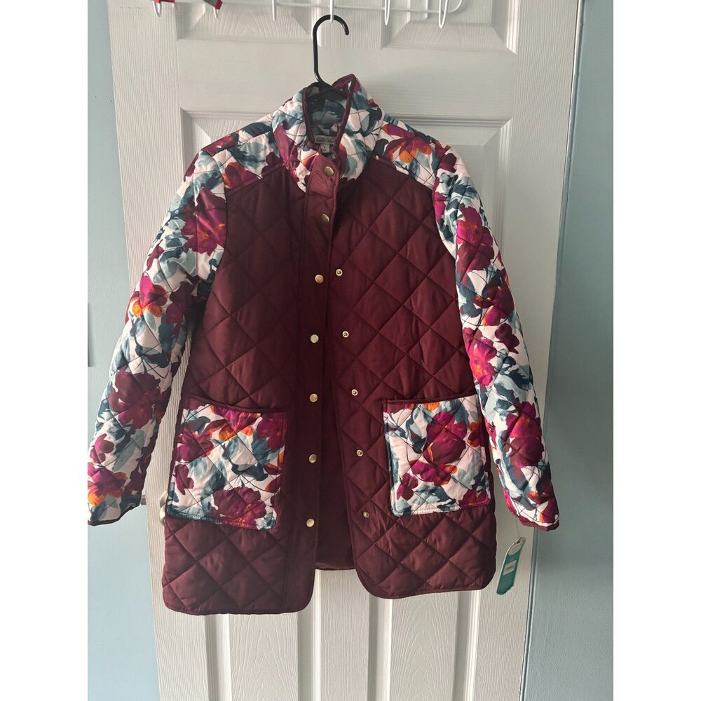 NWT The Pioneer Woman Quilted Jacket Windsor Wine Floral Size S
